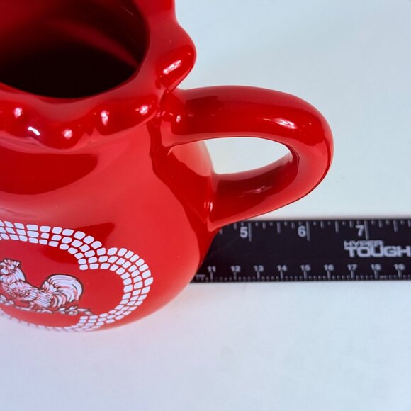 TempTations Red Ceramic Rooster Pitcher Jug VTG Farmhouse Creamer Gravy Syrup - Picture 9 of 13